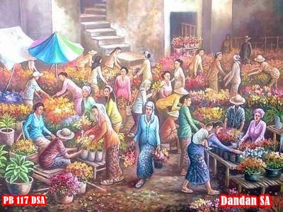 Lukisan Pasar Bunga Tradisional "Dandan SA"