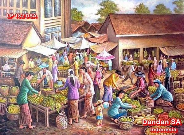  gambar  pasar  Lukisan INDONESIA ART PAINTING