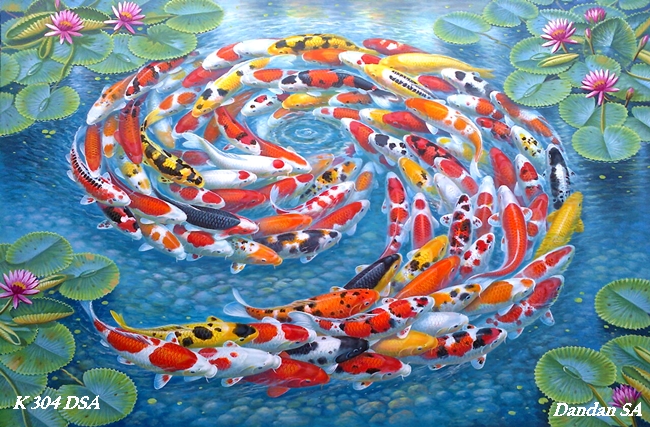 Lukisan Ikan Koi 99 Karya Dandan SA ( 2 x 1,25 M)
