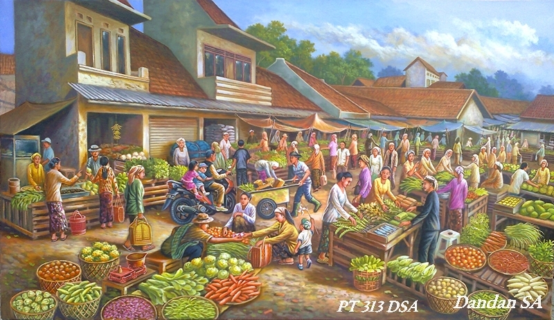 lukisan pasar tradisional Lukisan INDONESIA ART PAINTING